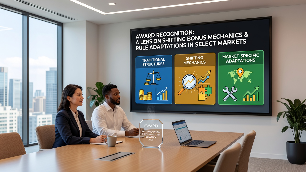 Corporate teams reviewing updated bonus rules during an award evaluation process