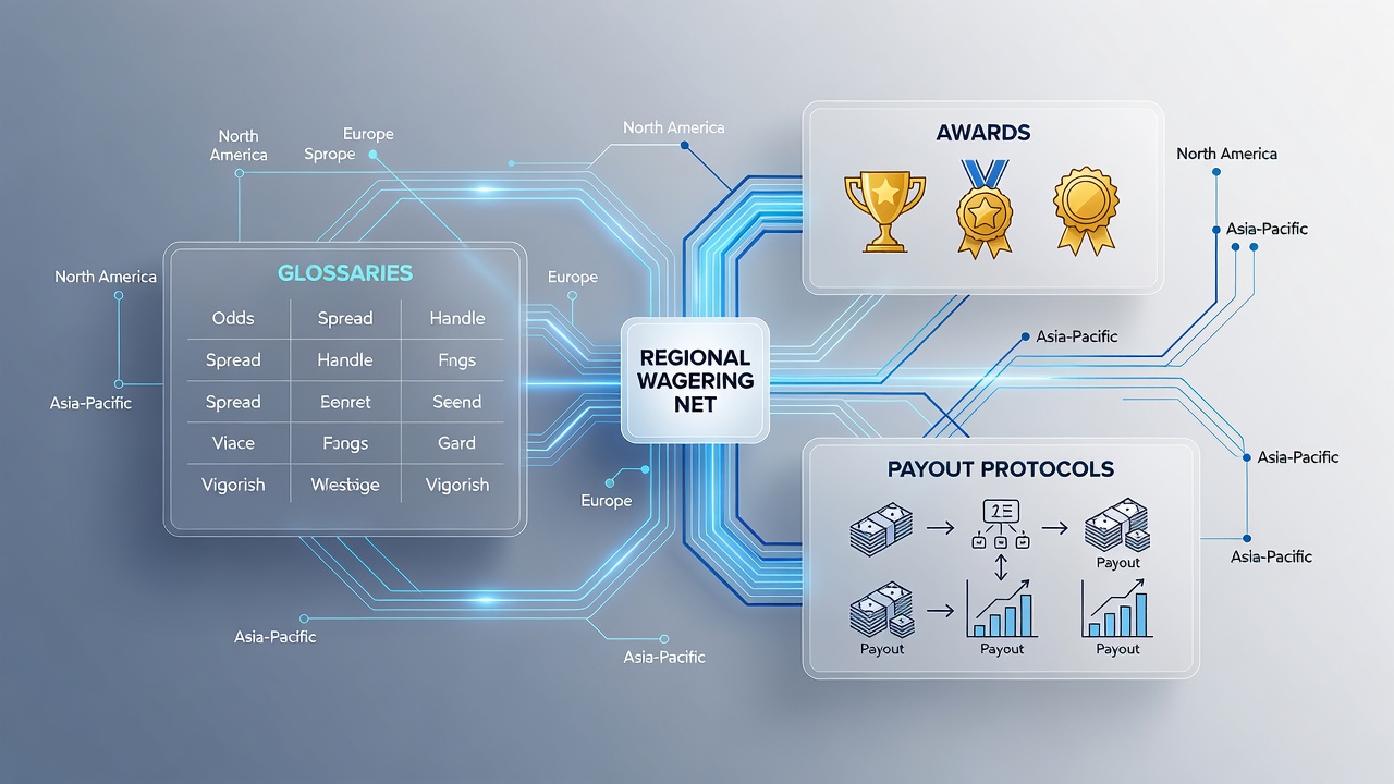 Flowchart illustrating how glossary terms feed into award scoring rubrics and regional payout timelines