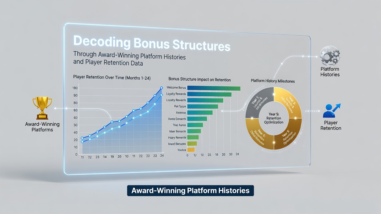 Analysis of bonus structures in award-winning gaming platforms showing retention metrics and historical trends