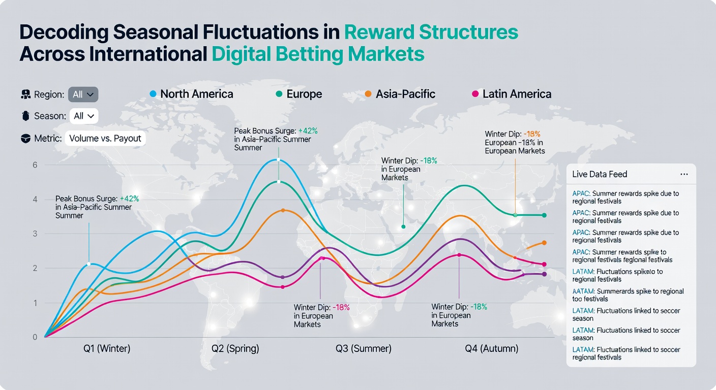 International map highlighting digital betting reward variations by season