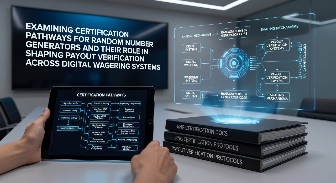 Flowchart showing steps in RNG certification pathways for digital wagering systems