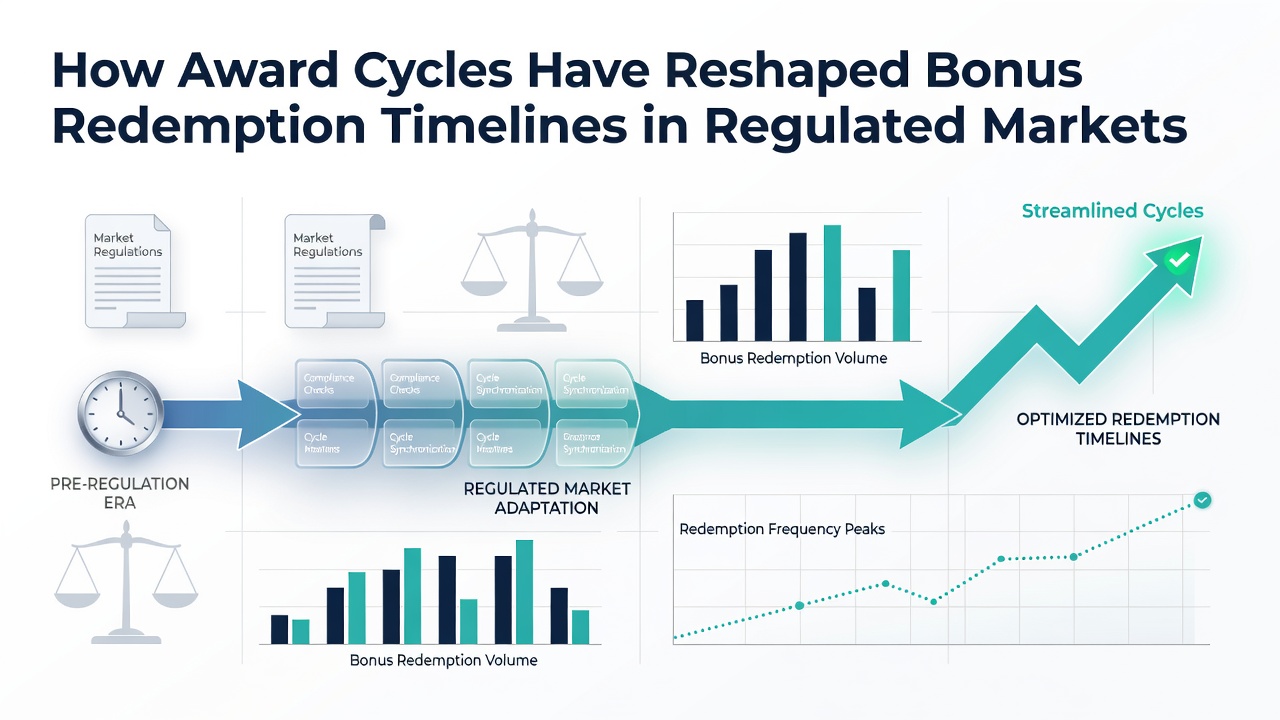 Visual representation of award cycle timelines affecting bonus redemptions in regulated gambling markets