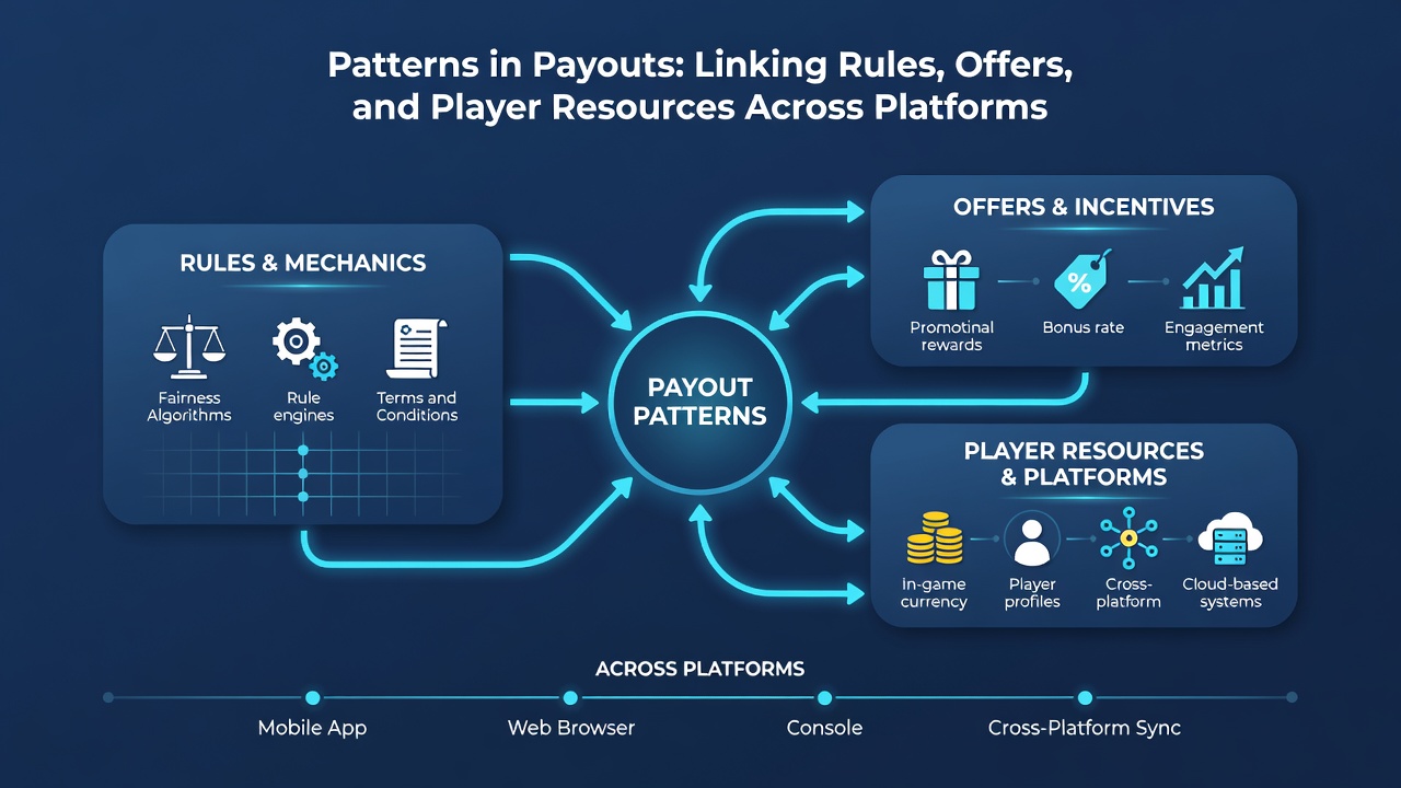 Diagram illustrating connections between platform rules, promotional offers, and player resource management