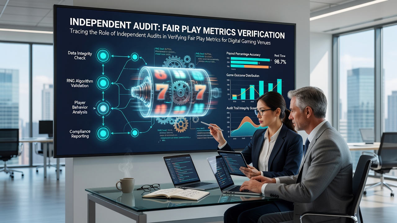 Auditors analyzing payout data and RNG reports from digital gaming platforms